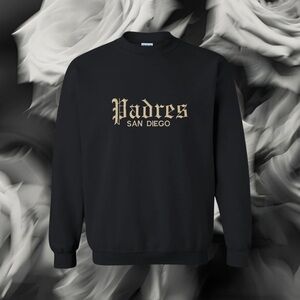 Padres San Diego Black Embroidered Crewneck Sweater